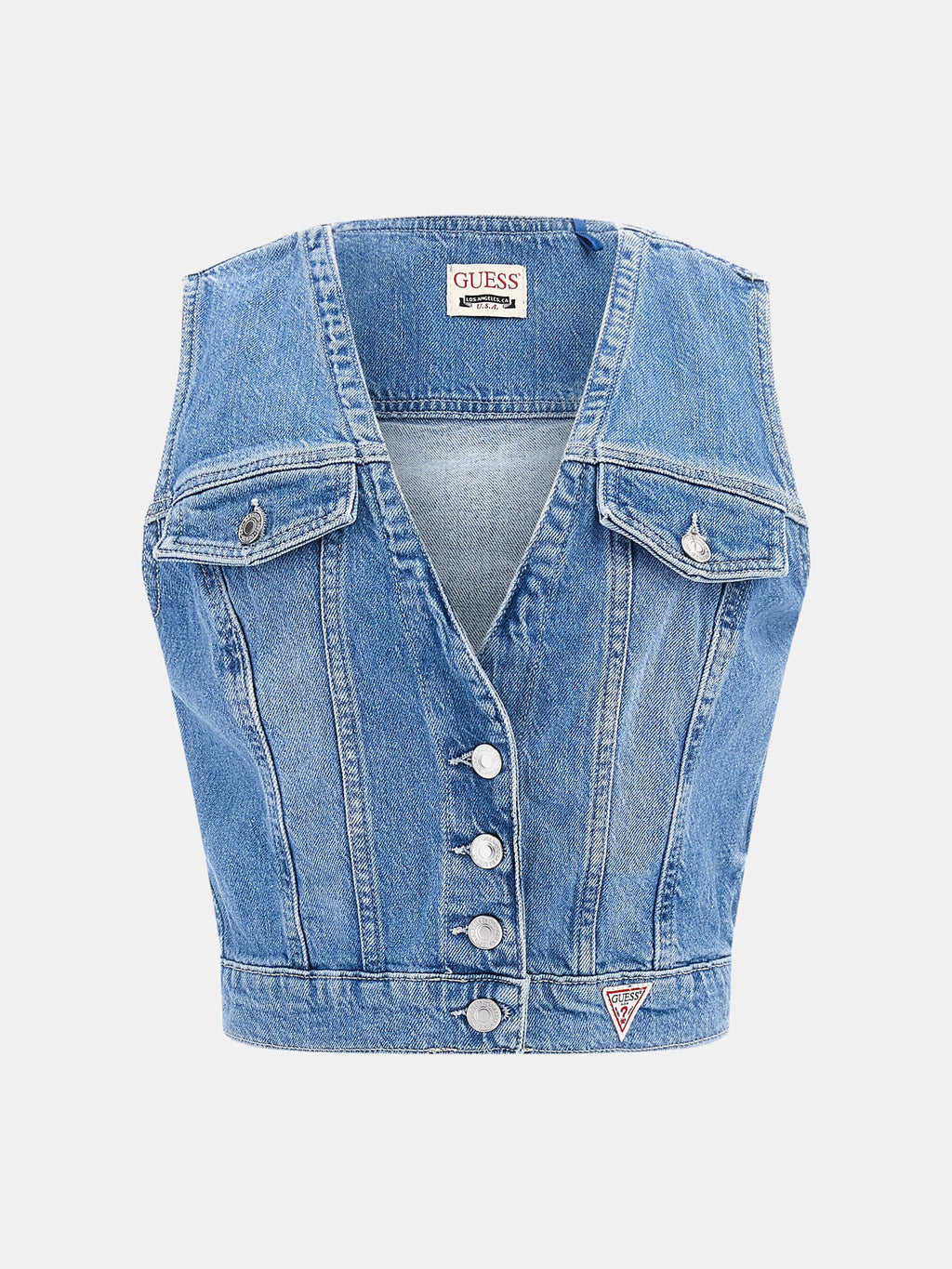 Cropped denim vest