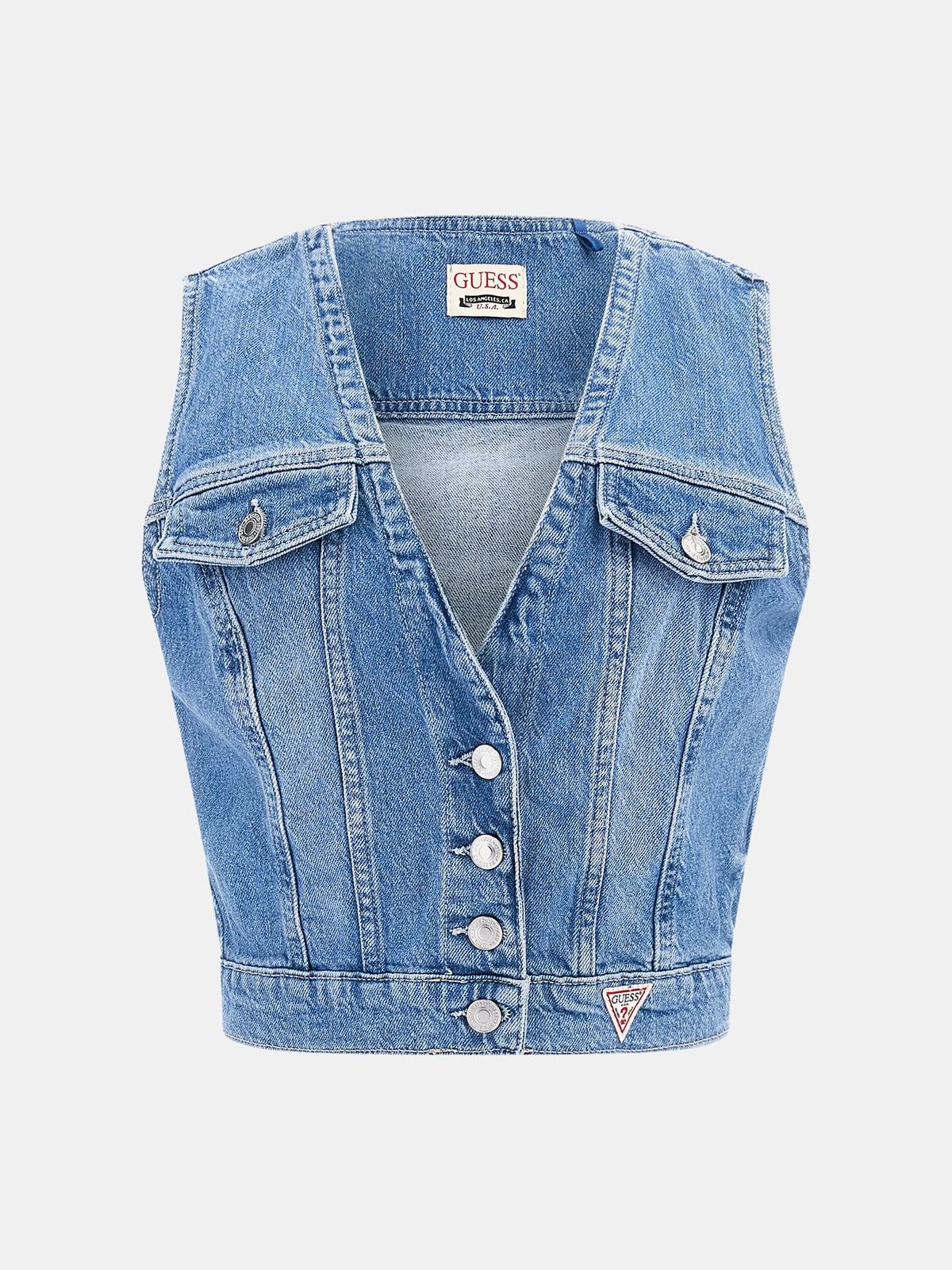 Cropped denim vest