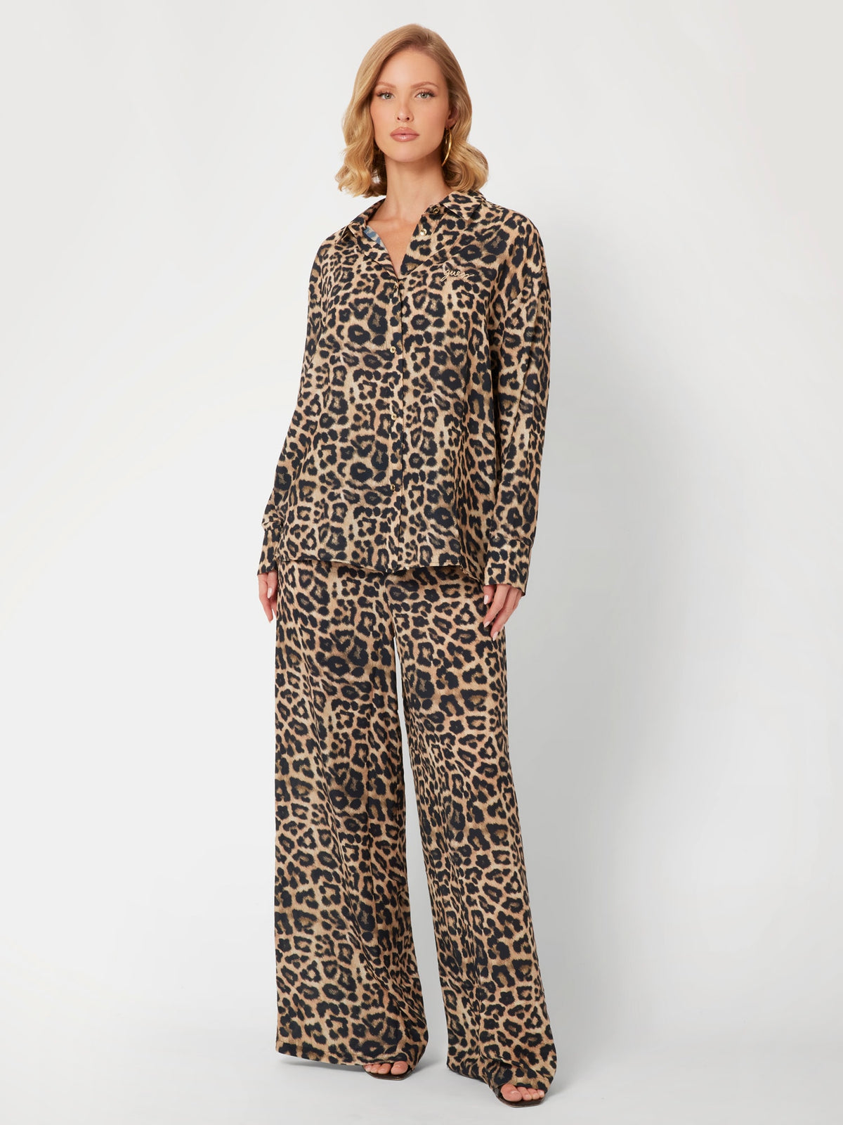 Chiffon animalier print pijamas set