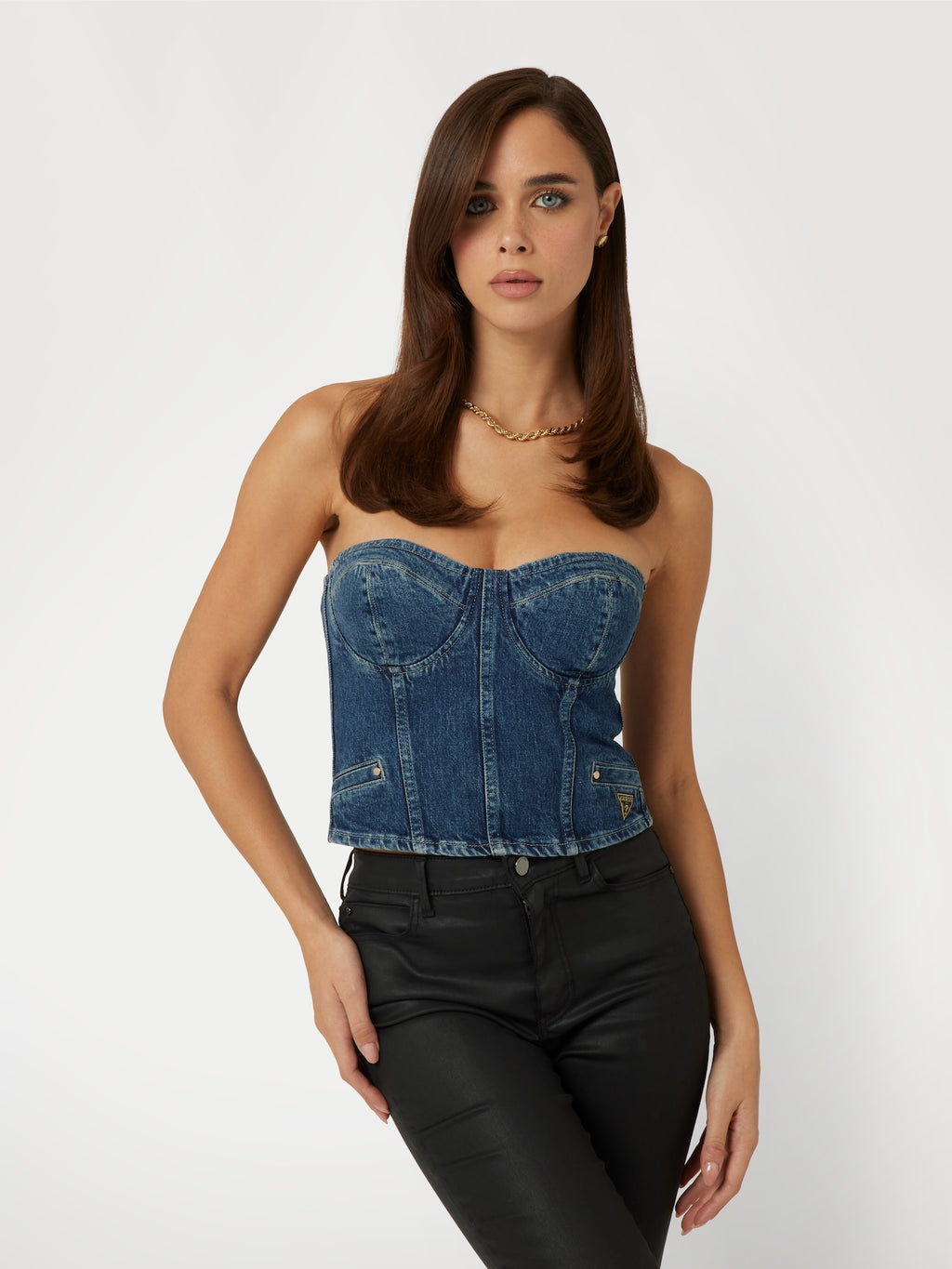 Denim bustier top