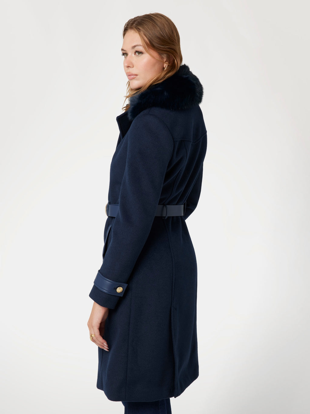 Faux fur collar coat