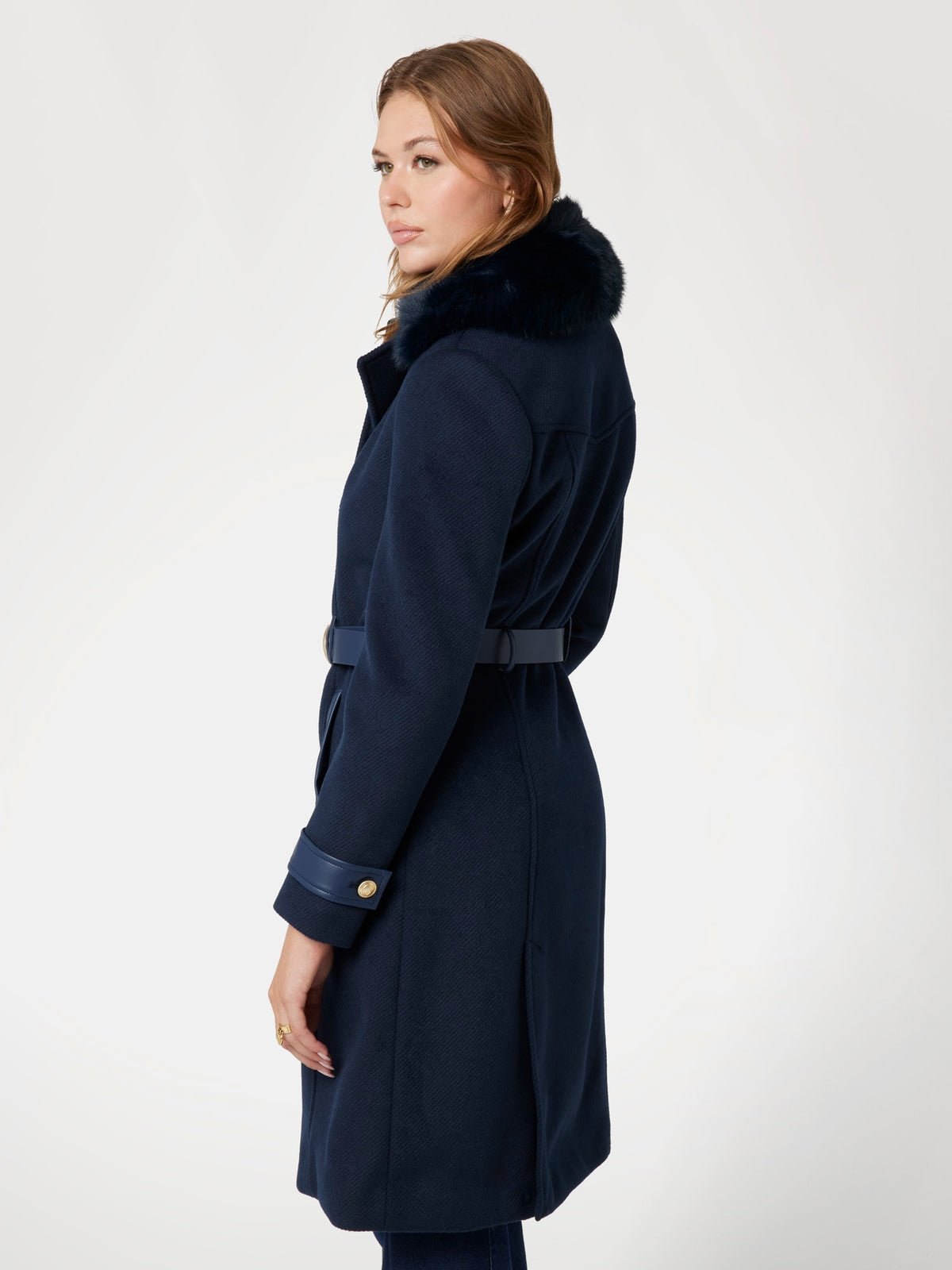 Faux fur collar coat