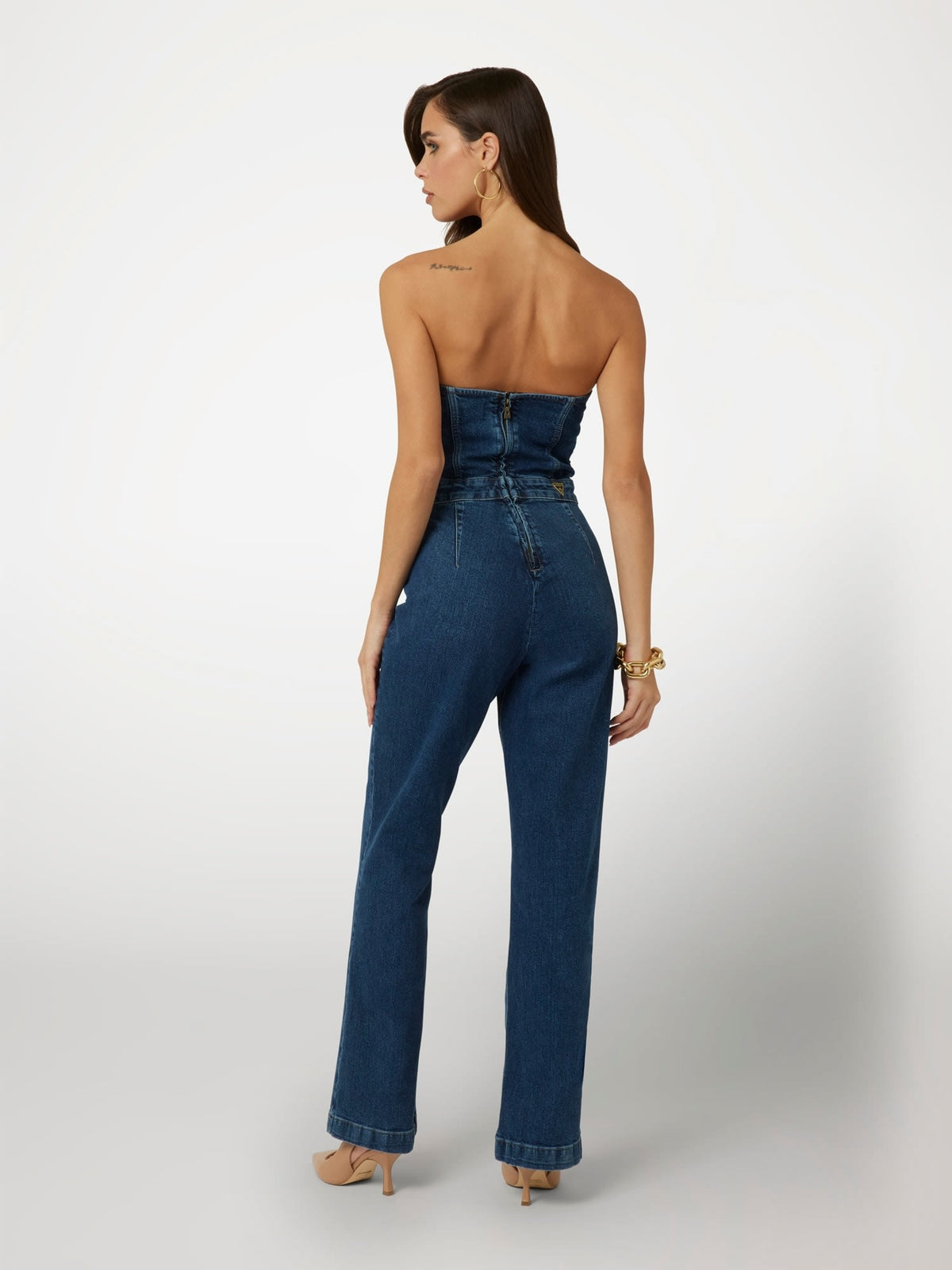 Flare denim jumpsuit