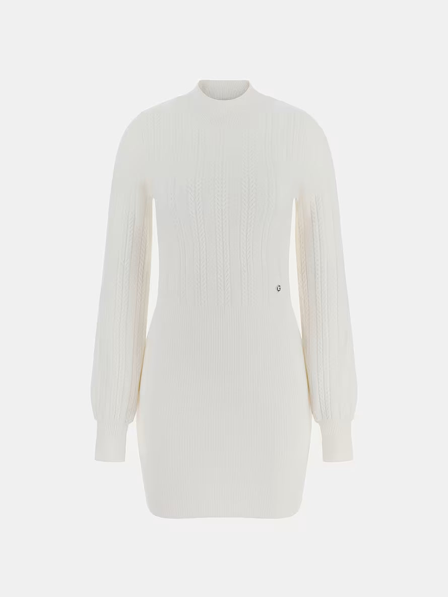 Cable knit sweater mini dress