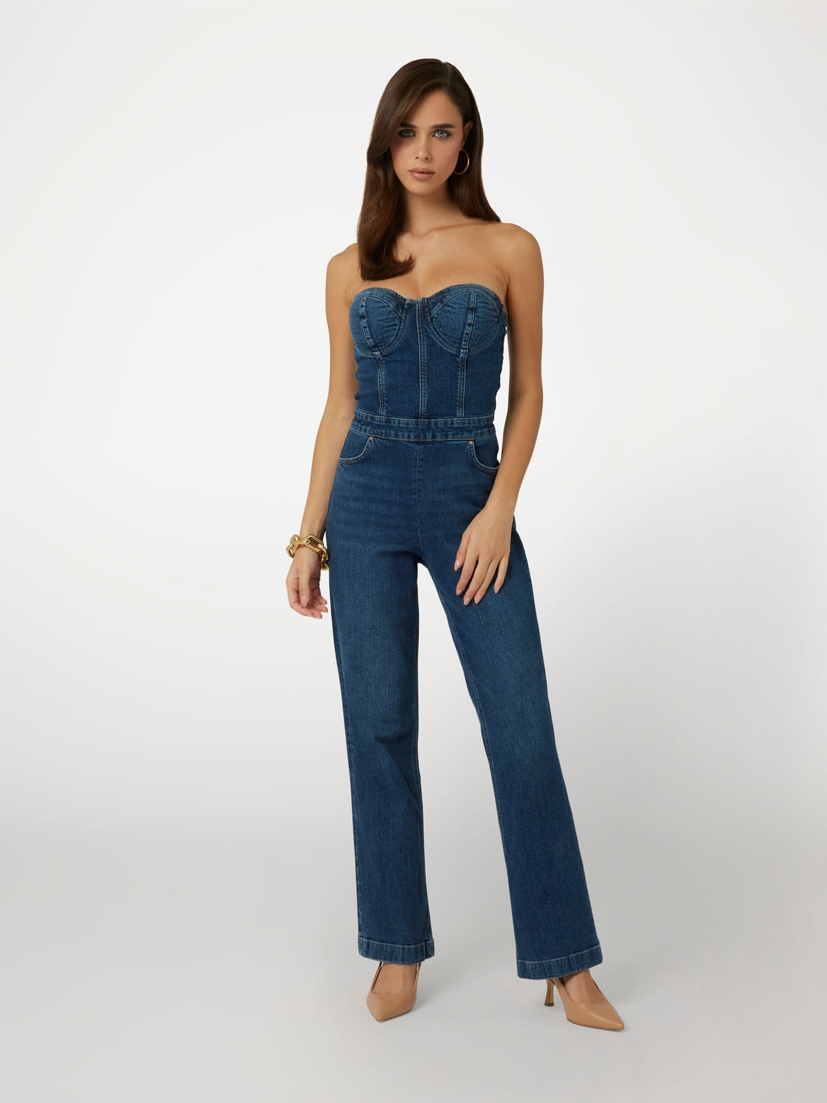 Flare denim jumpsuit