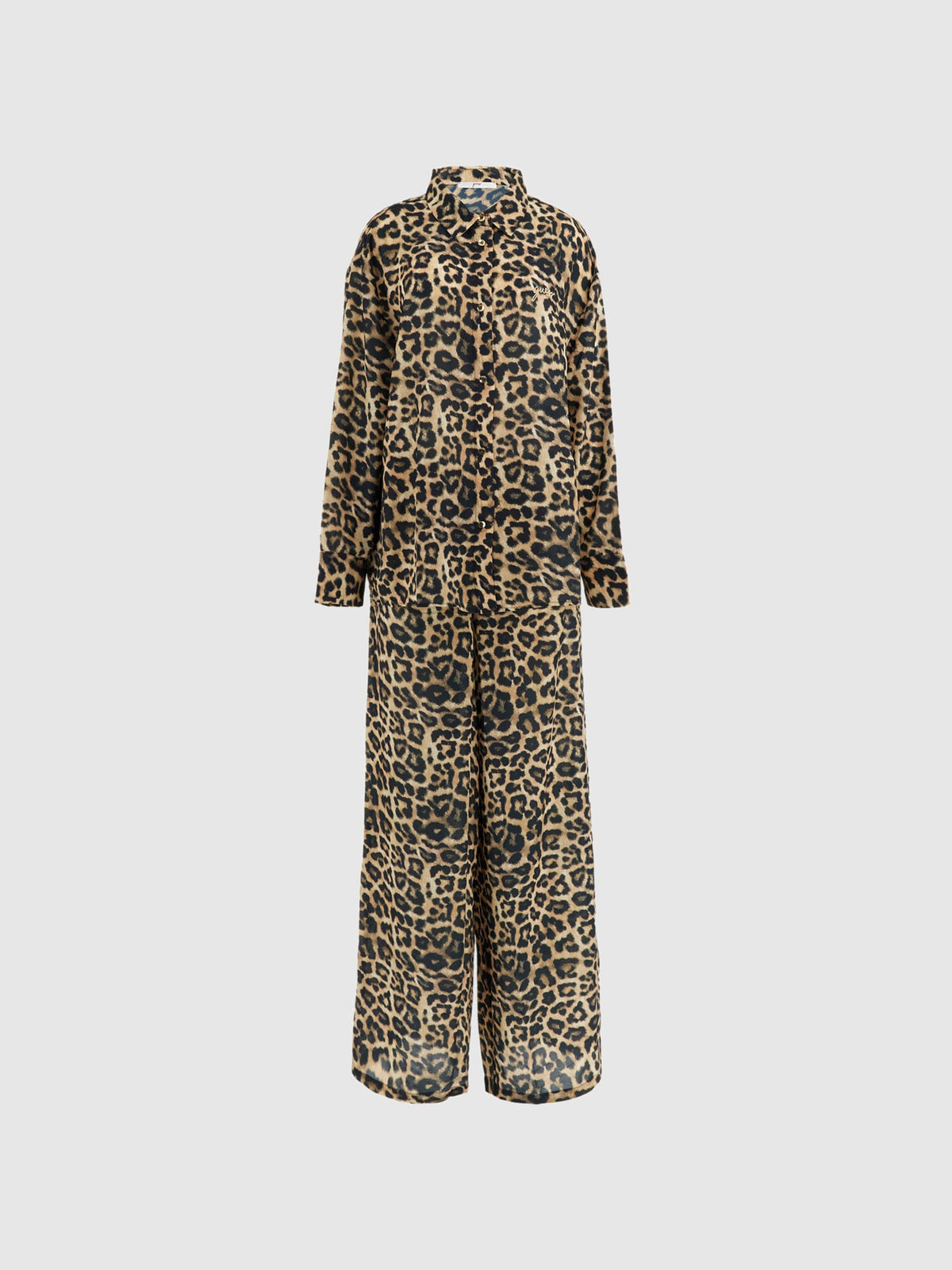 Chiffon animalier print pijamas set