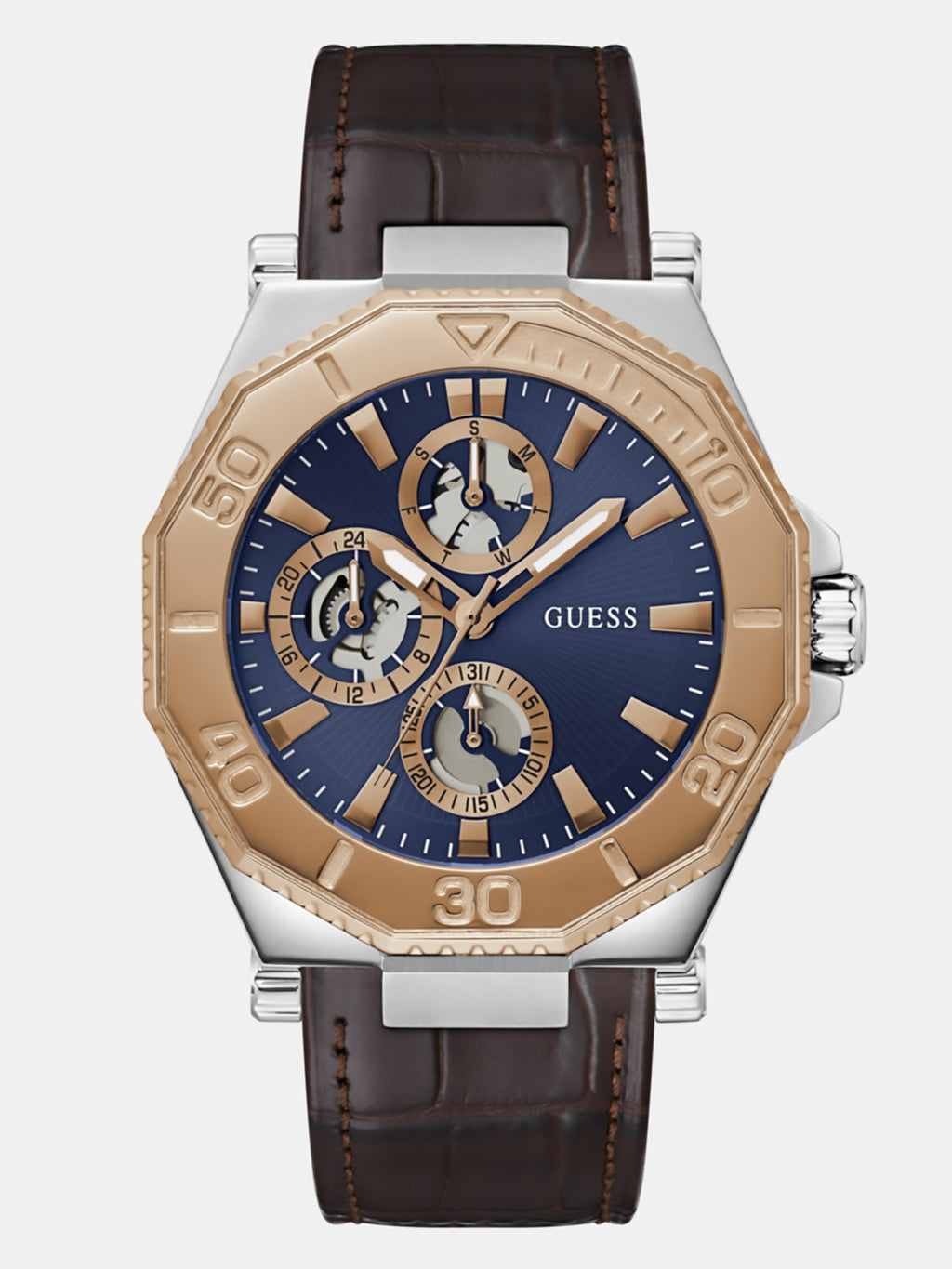 Multi-function watch in genuine leather