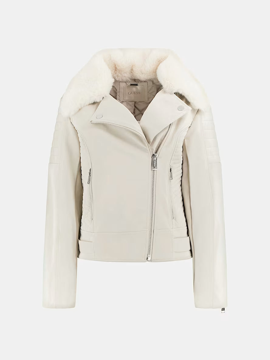 Faux-leather biker jacket