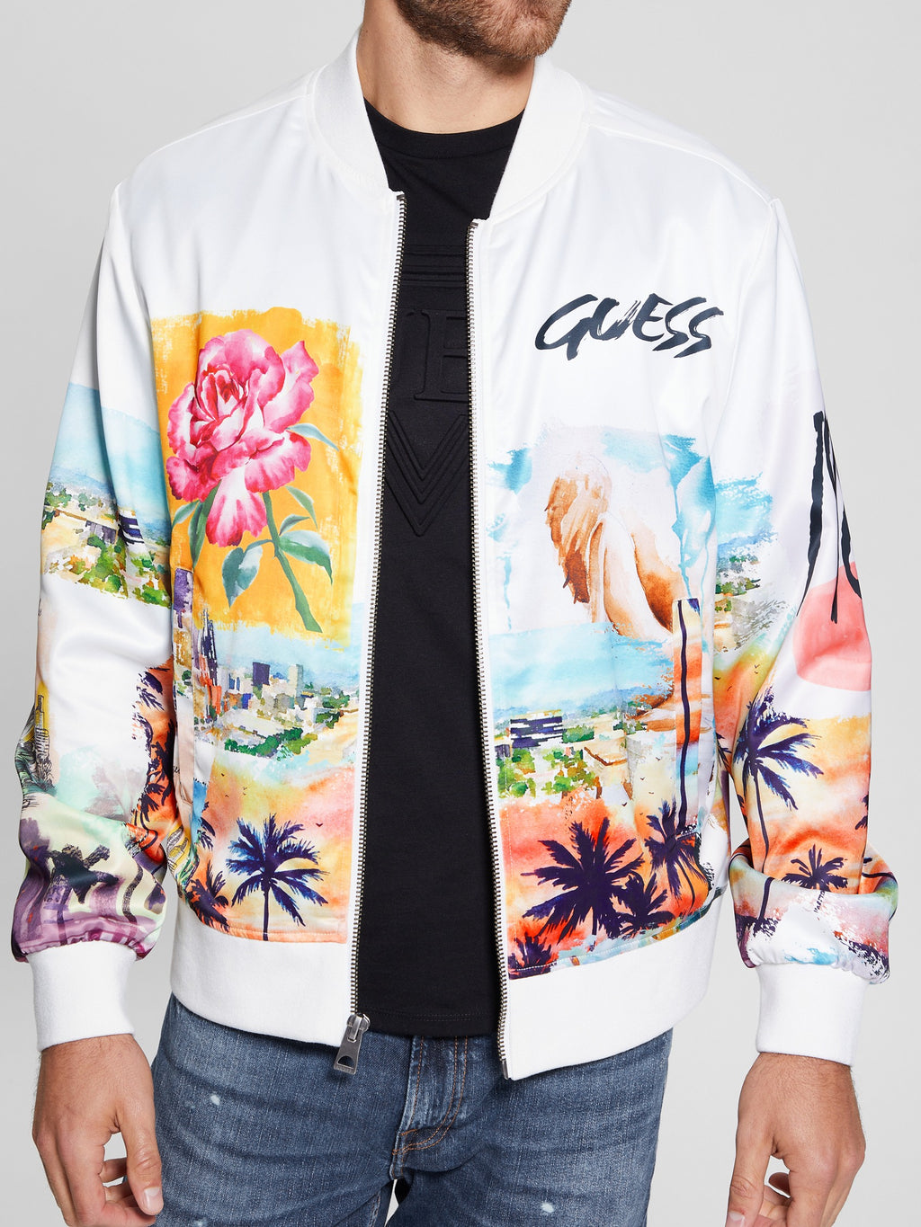 Eco Watercolor Satin Flight Jacket