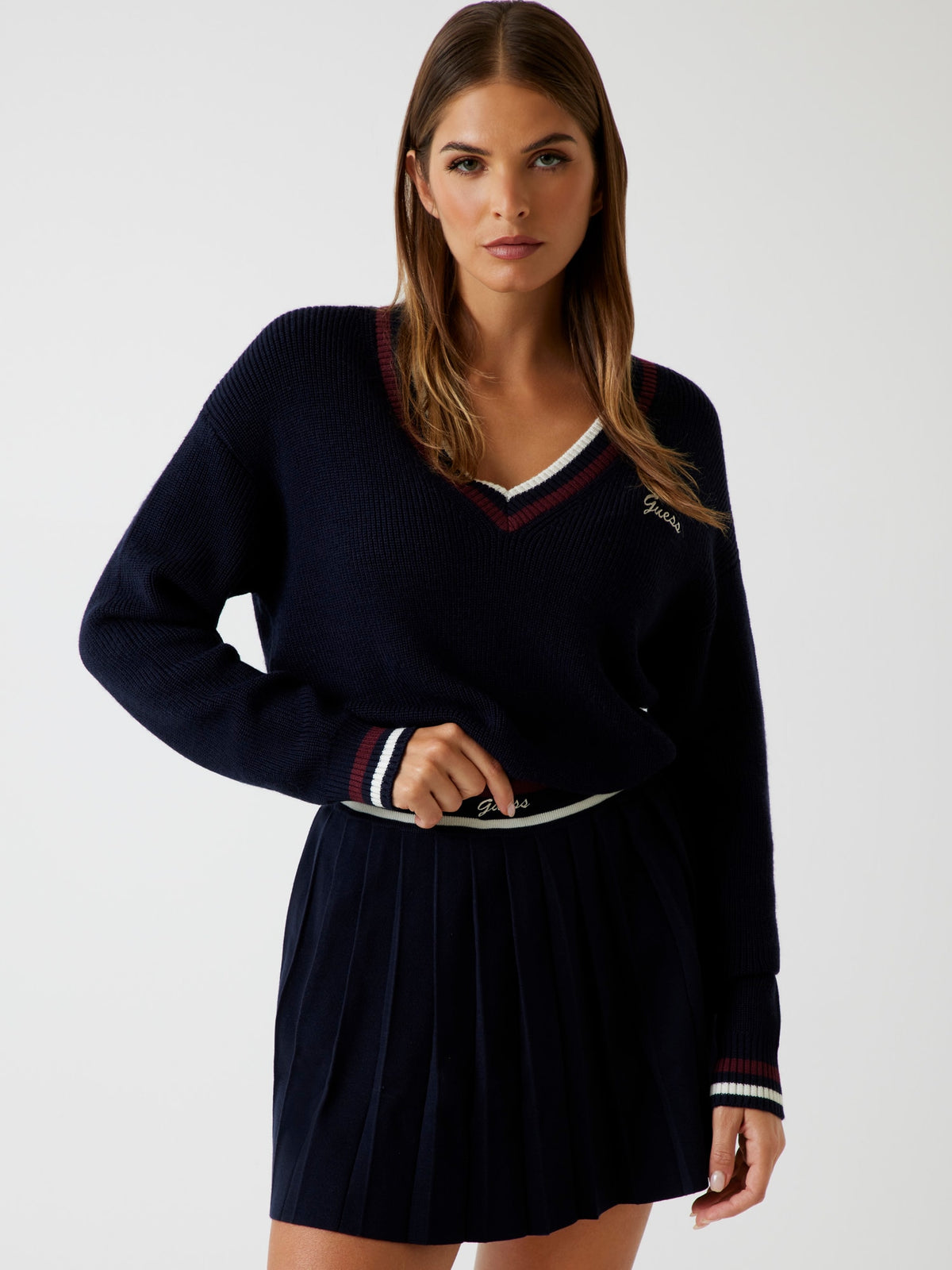 Wool-blend V-neck sweater
