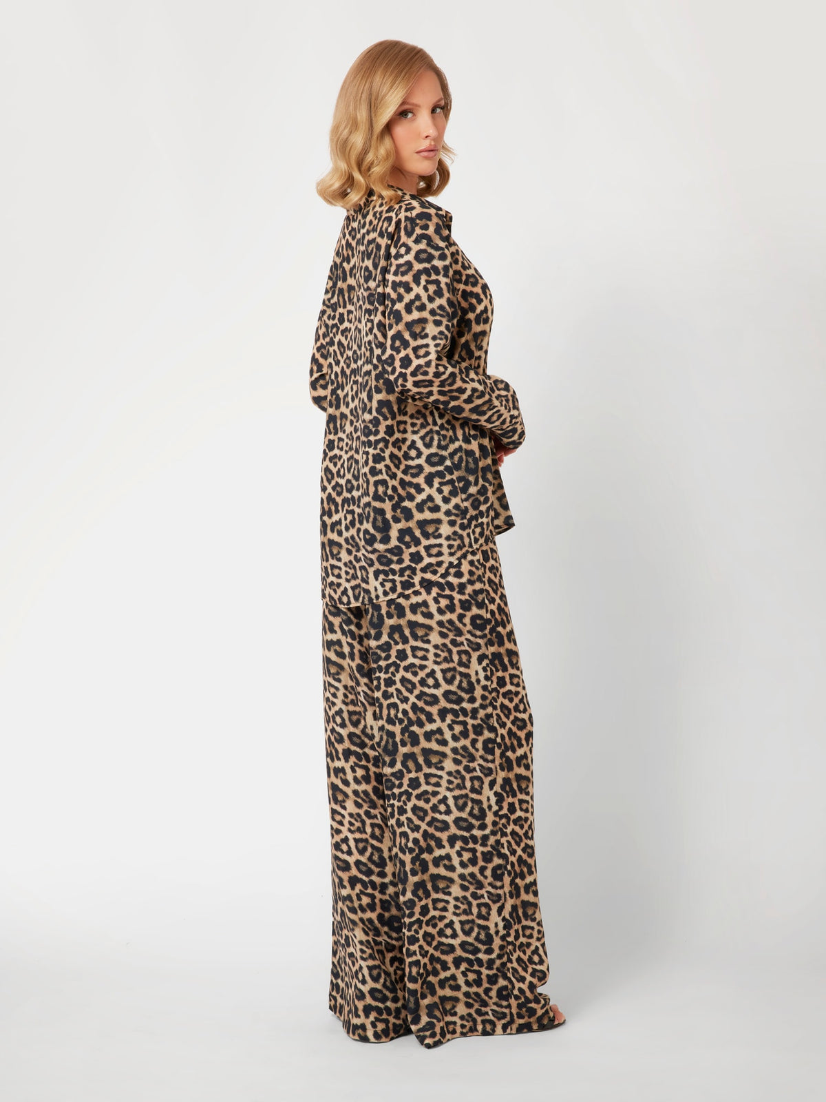 Chiffon animalier print pijamas set