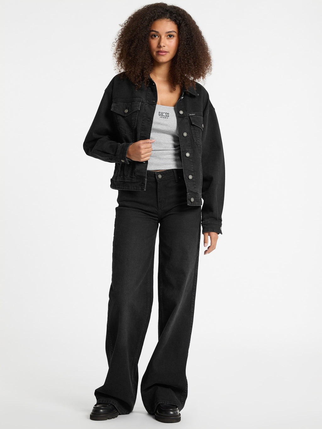 Oversized denim trucker jacket