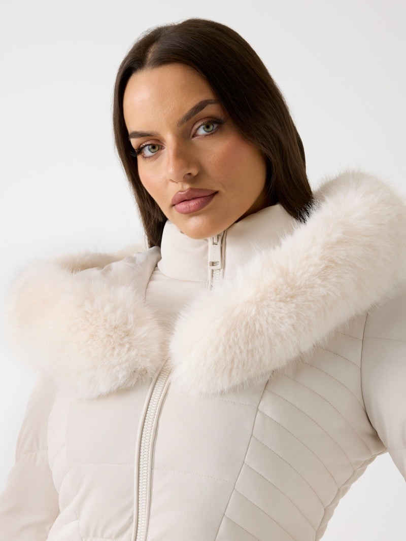 Faux fur hood puffer