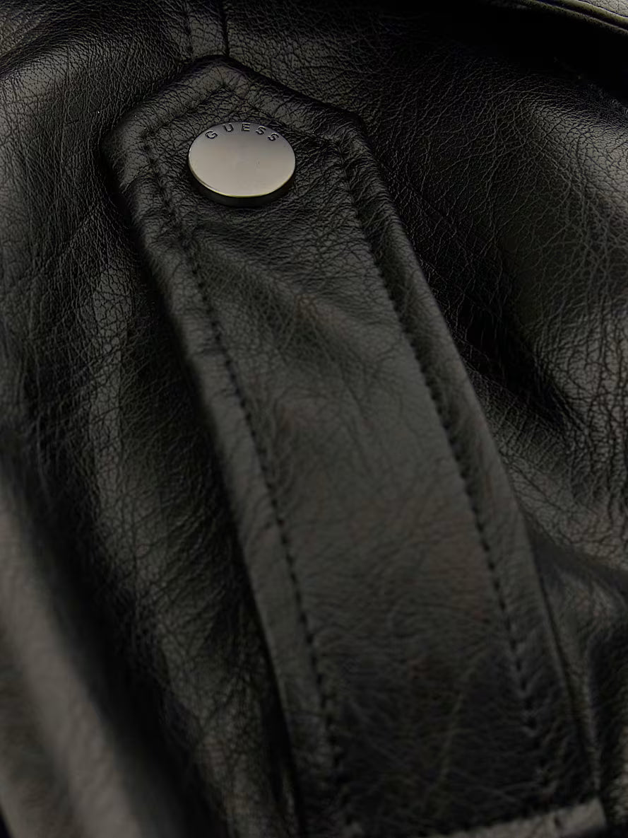 Faux-leather trench coat