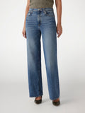 Mid rise wide leg denim pant