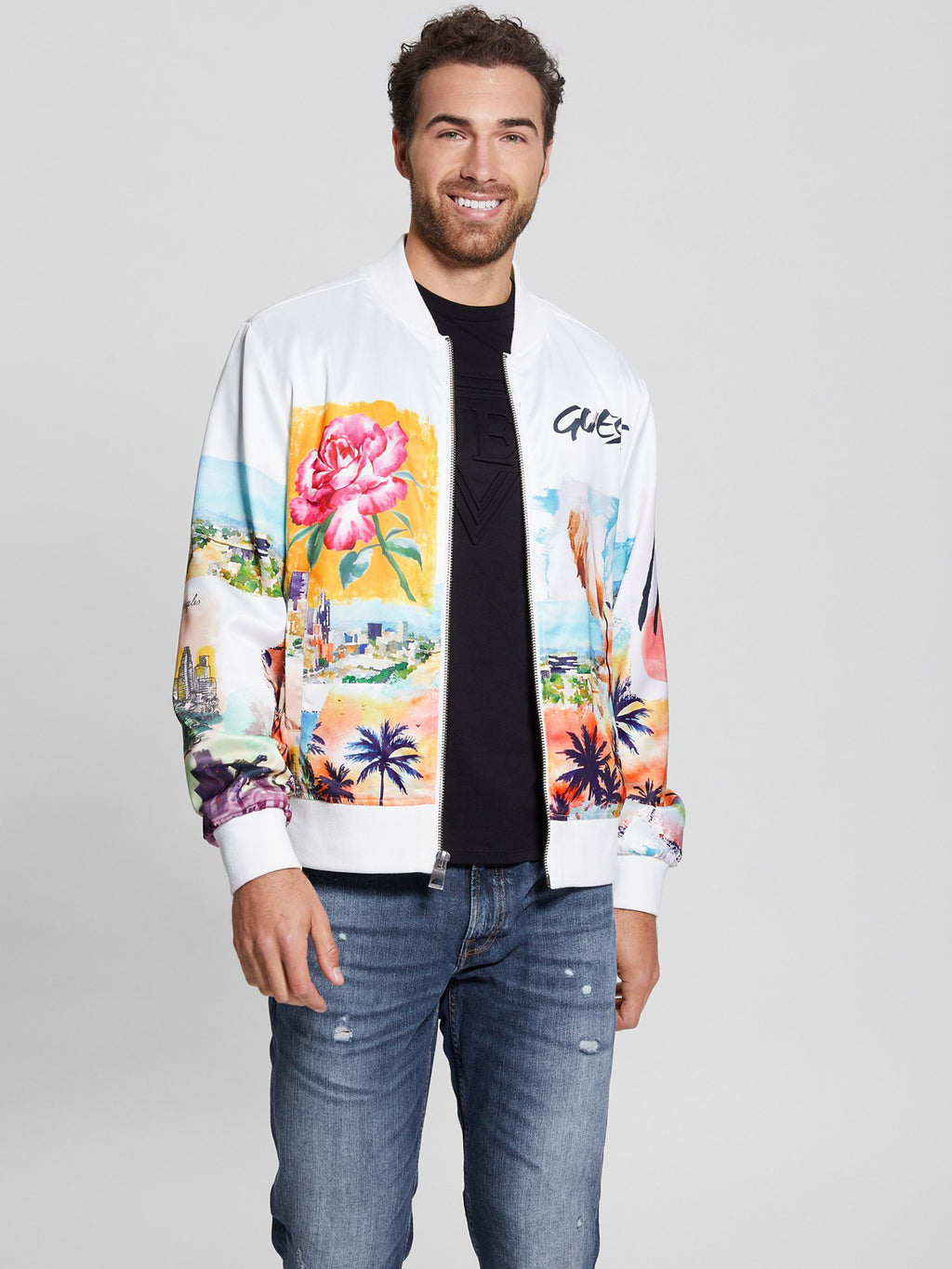 Eco Watercolor Satin Flight Jacket