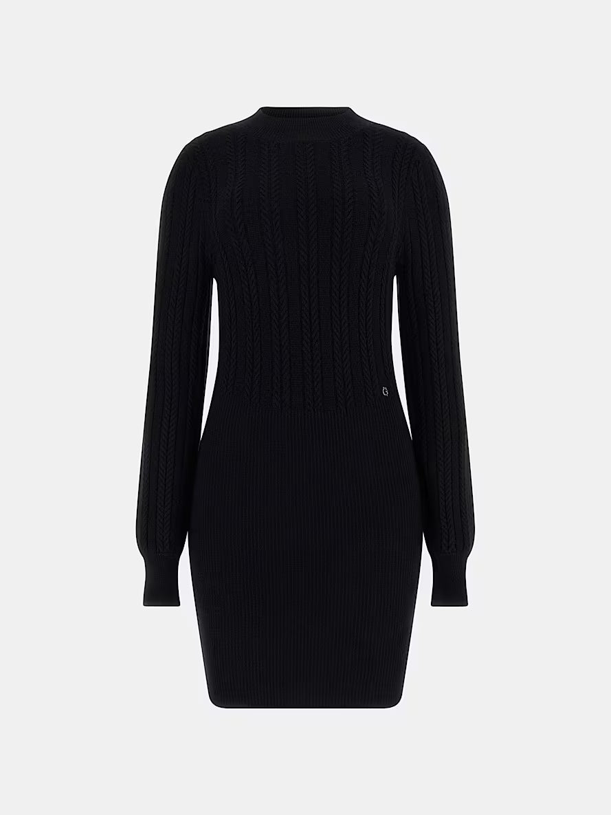 Cable knit sweater mini dress