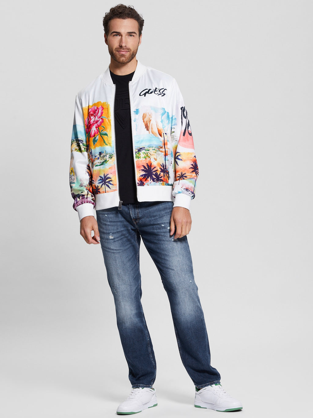 Eco Watercolor Satin Flight Jacket