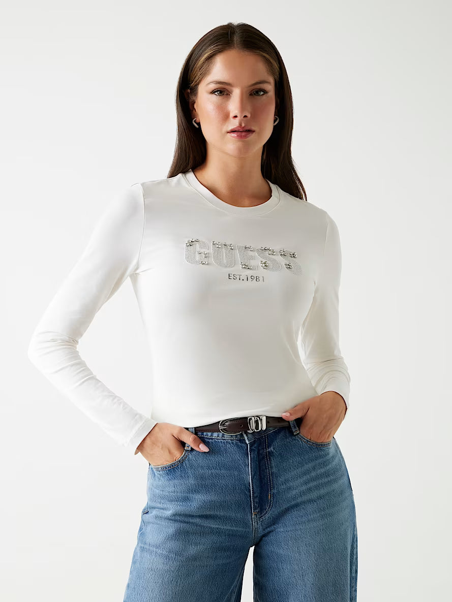 Rhinestone front logo T-shirt