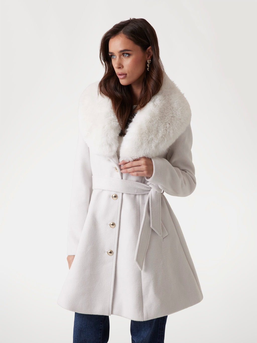 Wool-blend belted coat