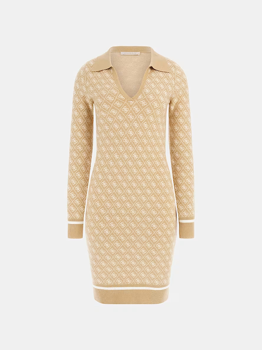Wool-blend logo mini dress