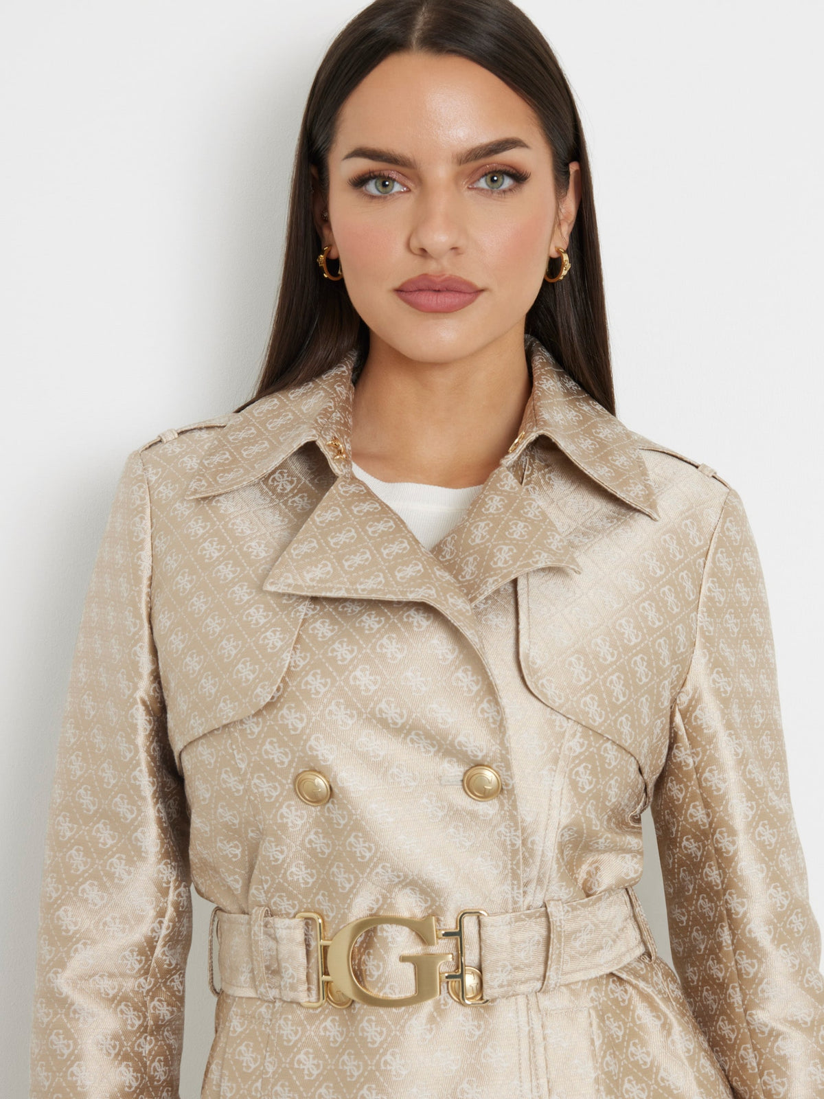 4G logo jacquard trench coat