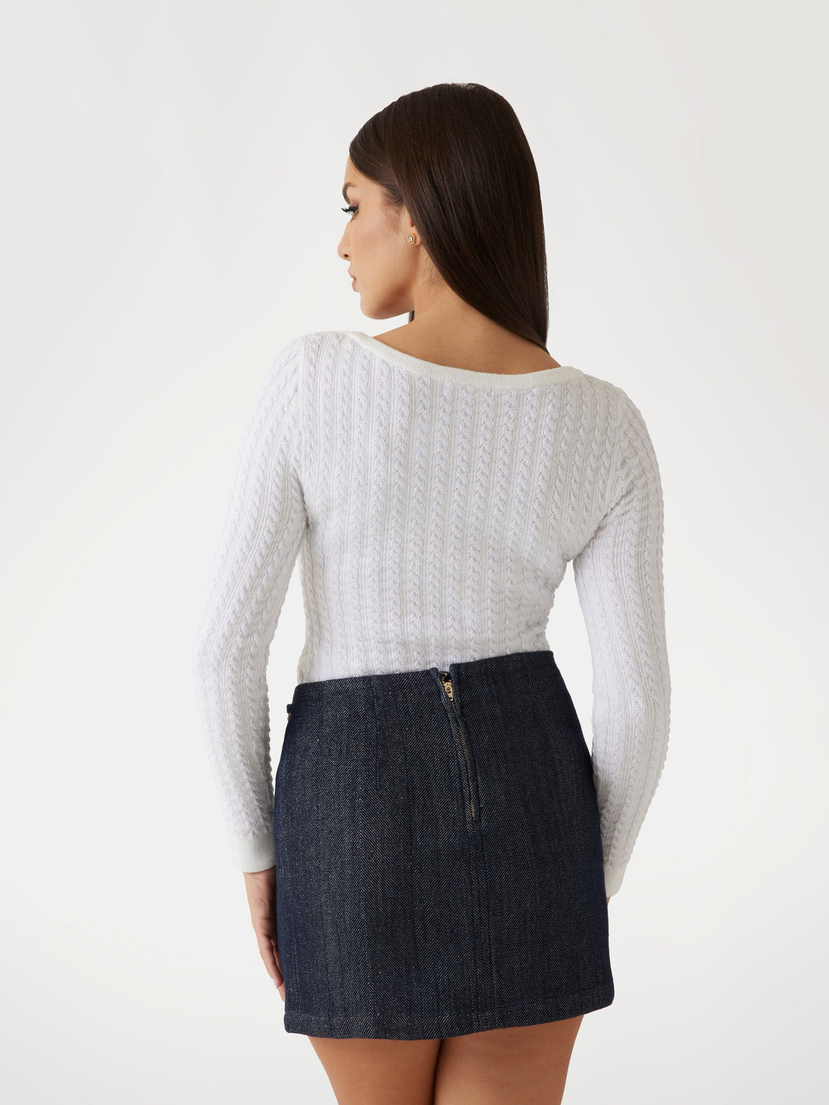 Cable-knit boat-neck sweater