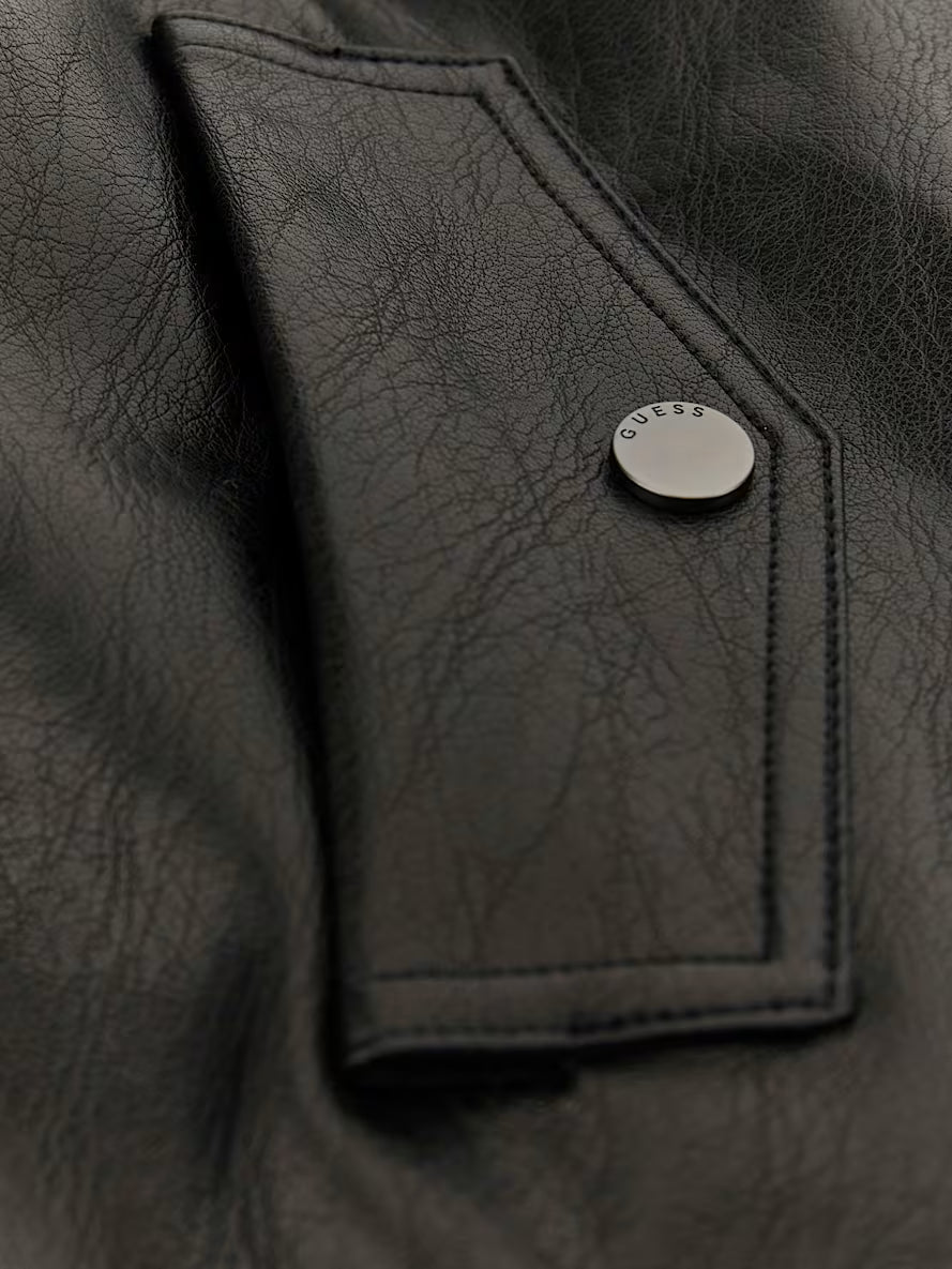Faux-leather trench coat