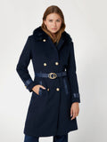 Faux fur collar coat