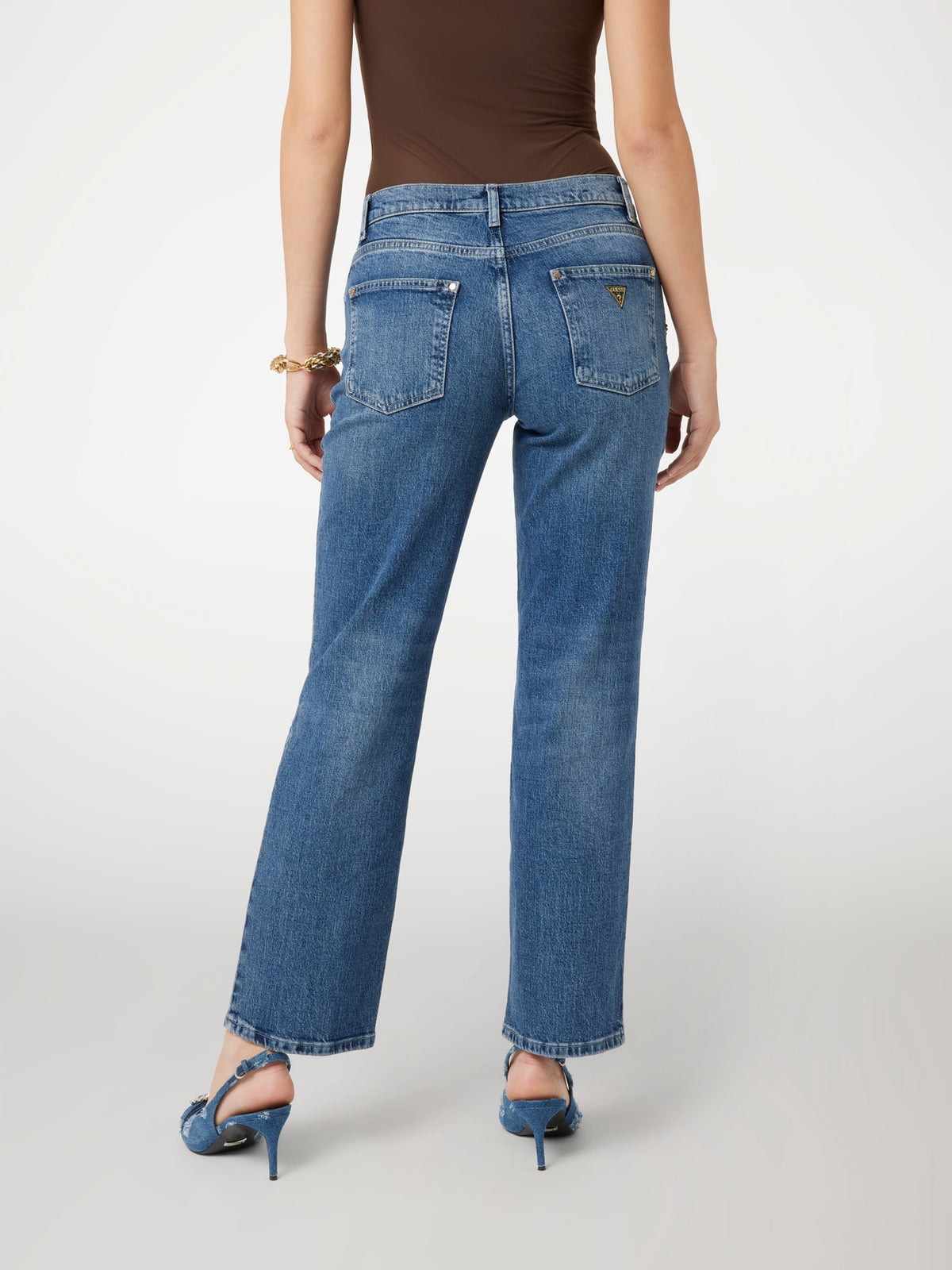 Beads straight denim pant