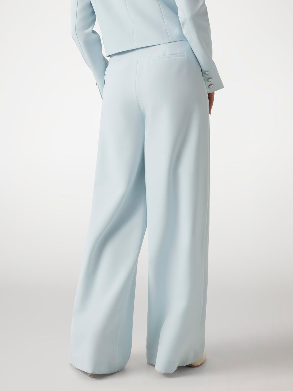 Pleated wide-leg crepon pants
