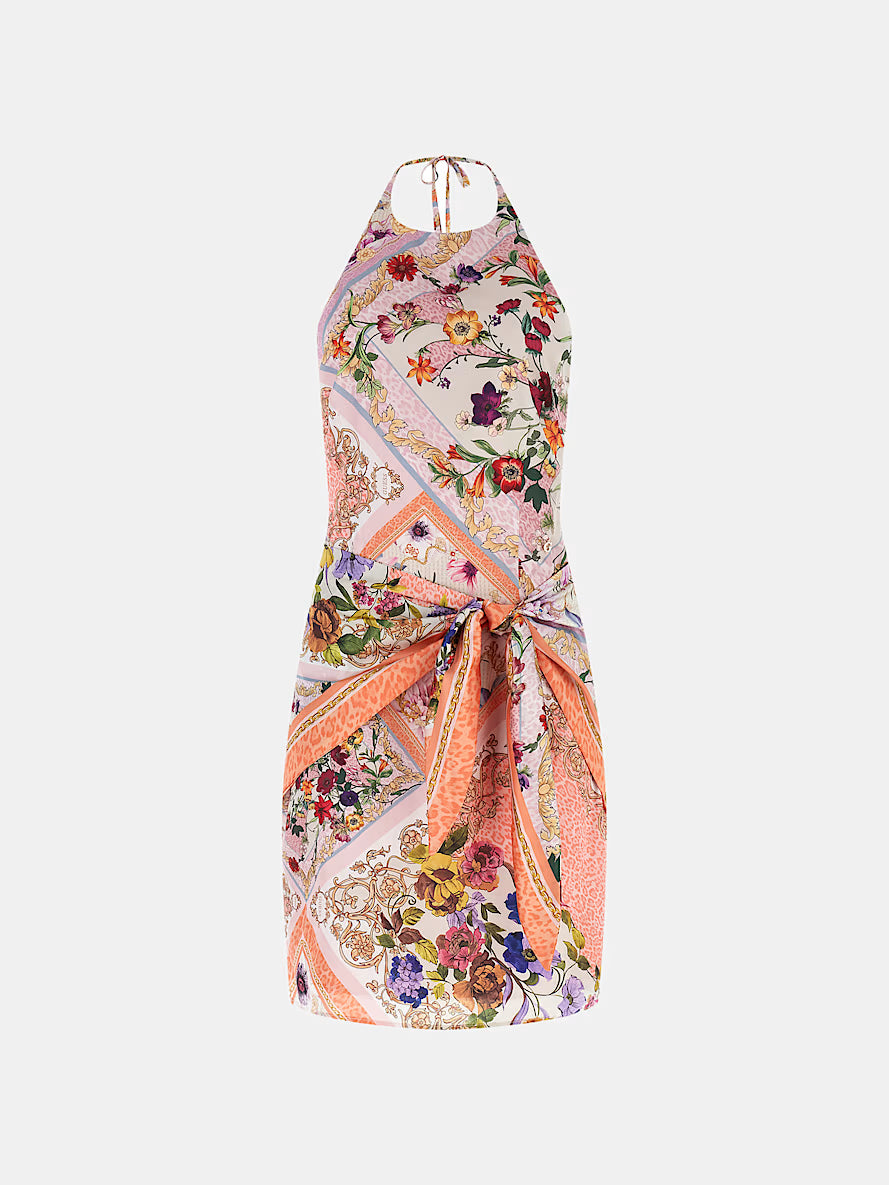 Foulard print mini dress
