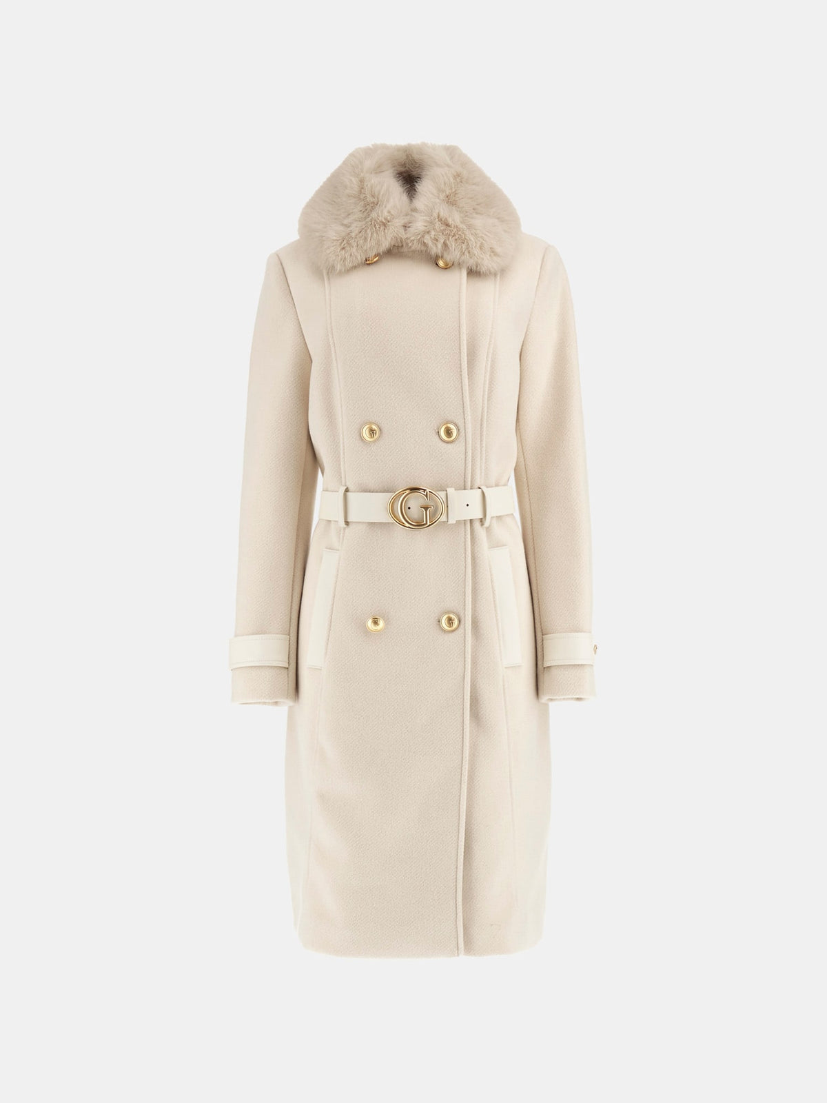 Faux fur collar coat