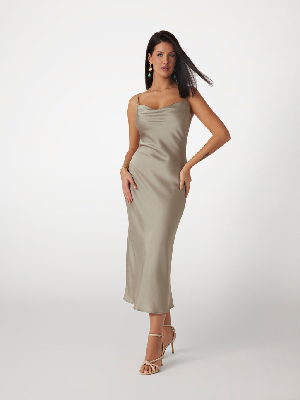 Satin slip midi dress