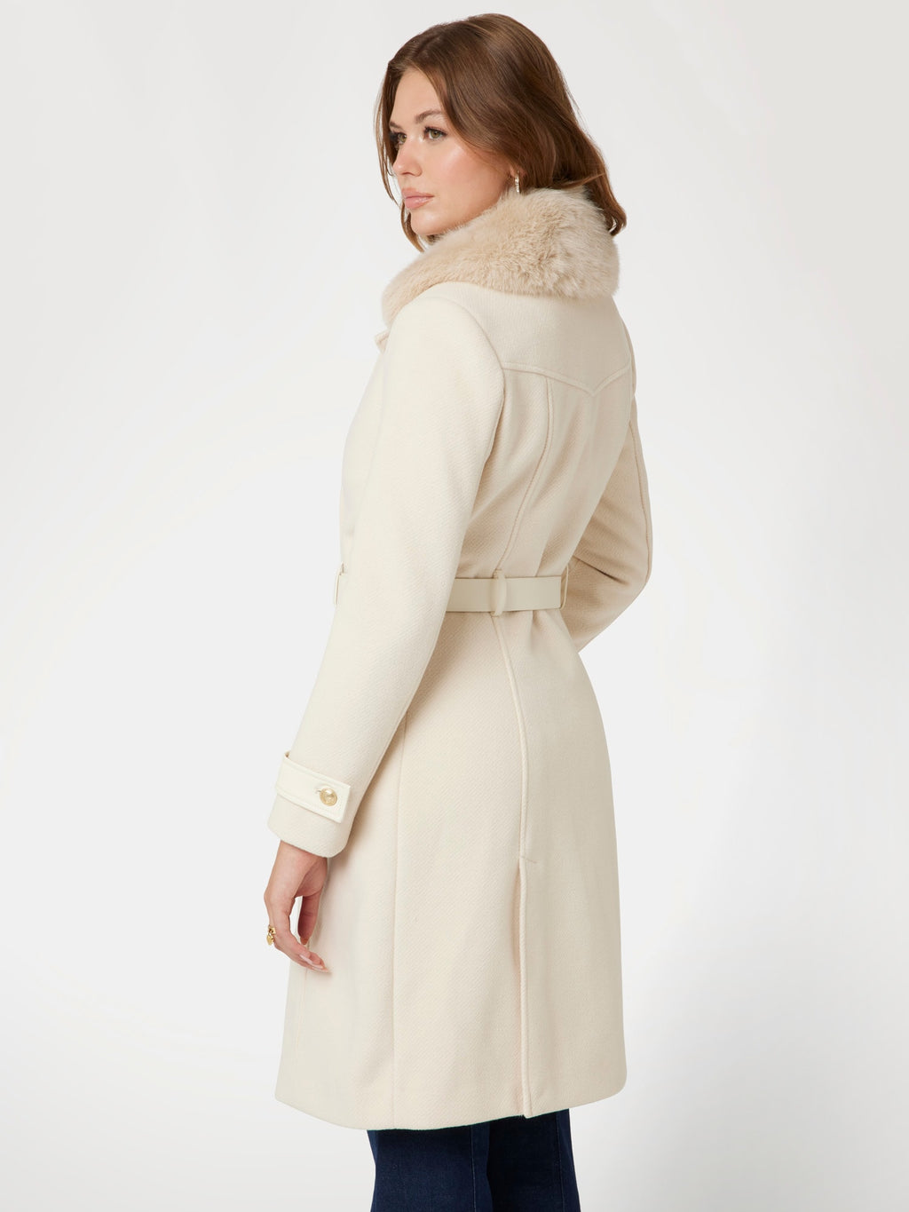 Faux fur collar coat