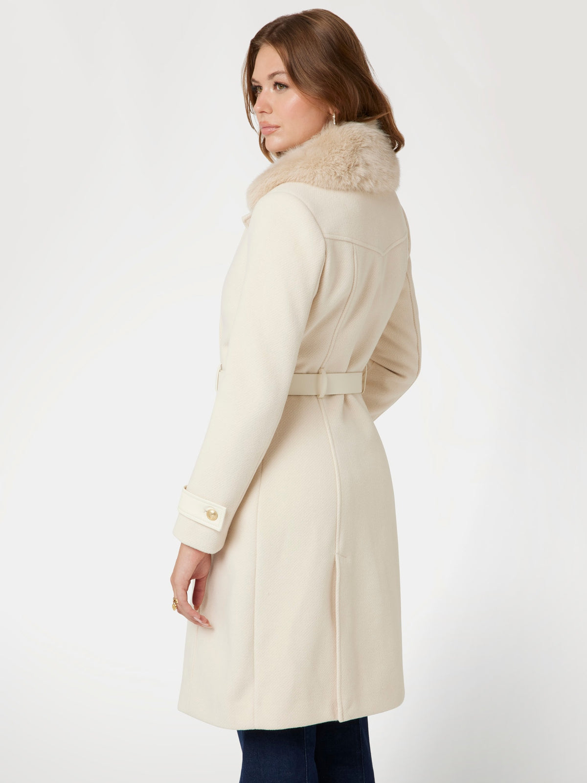Faux fur collar coat