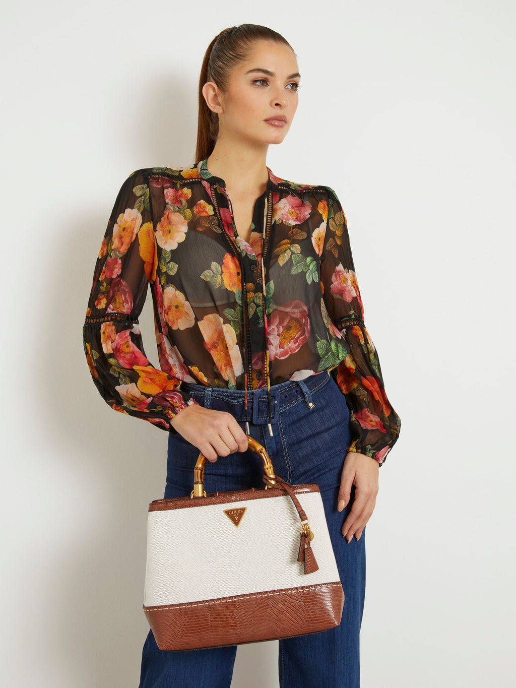 Zabry handbag with croc-print details