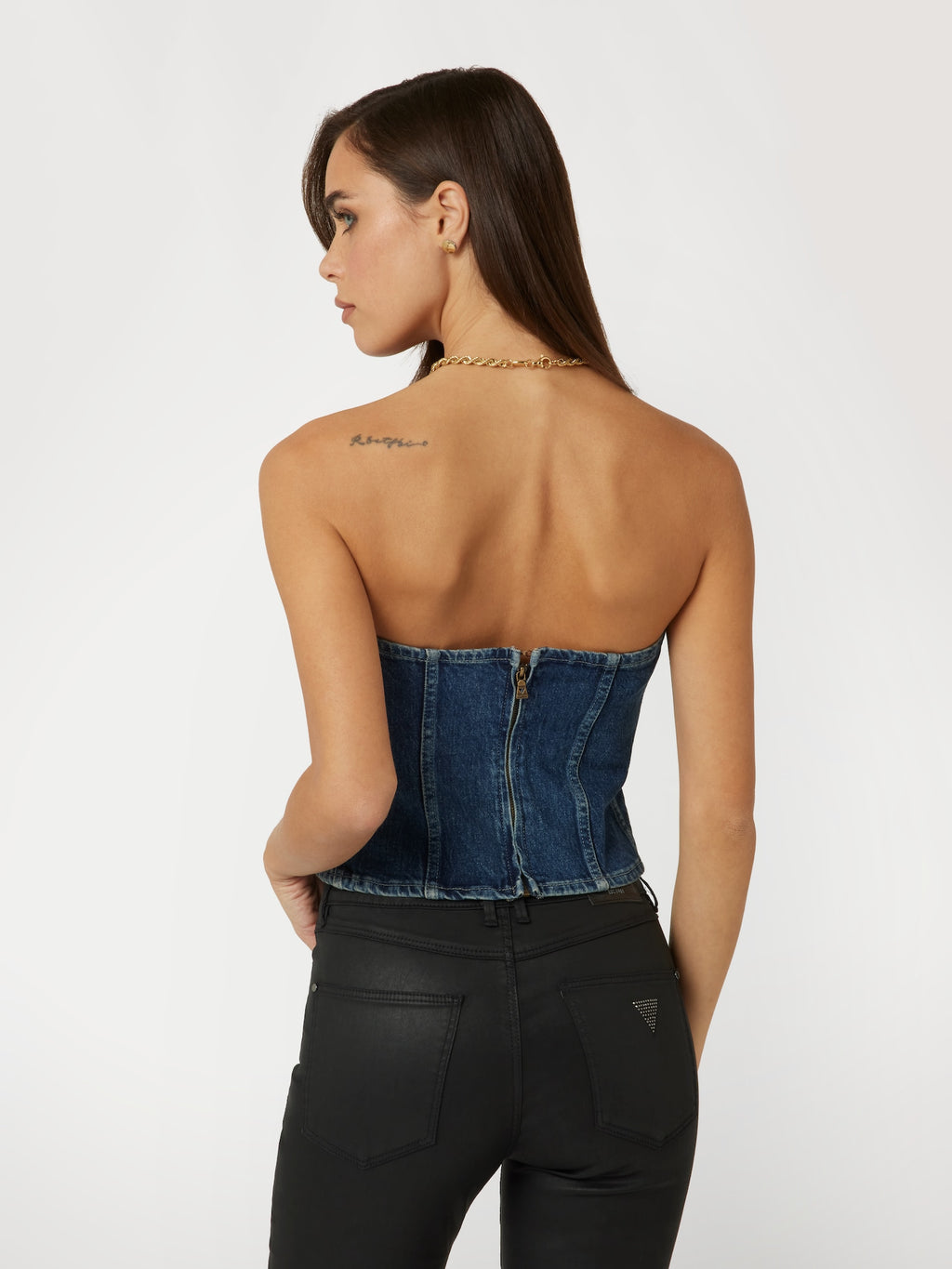 Denim bustier top
