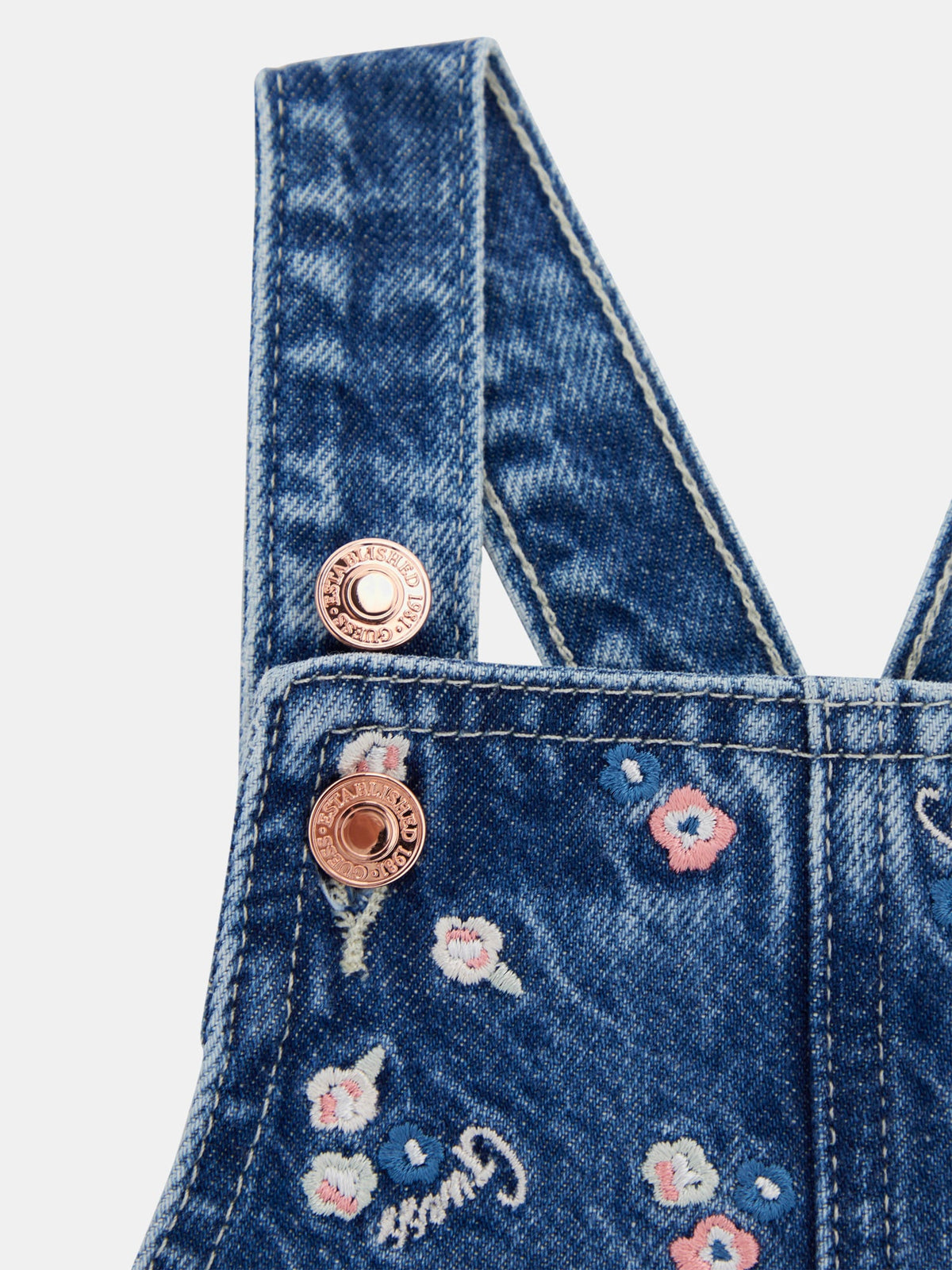 Floral emboridery denim dress