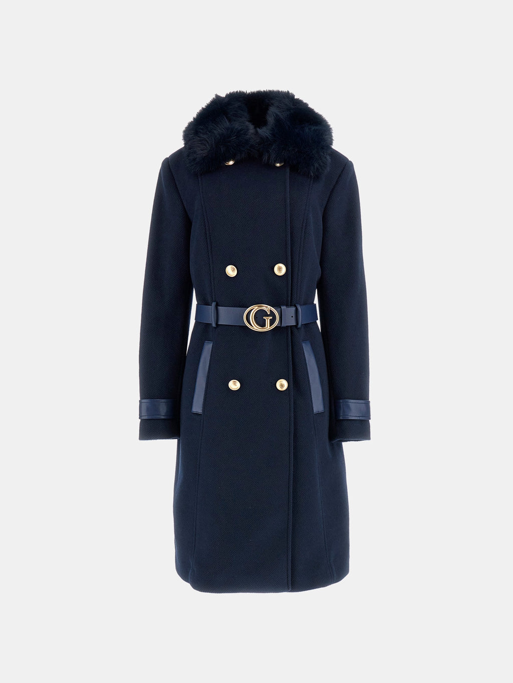 Faux fur collar coat
