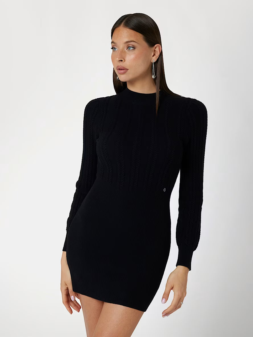 Cable knit sweater mini dress