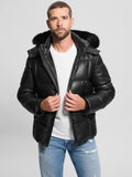Faux-Leather Stretch Puffa Jacket