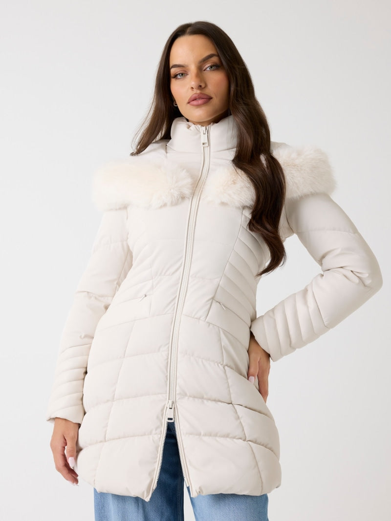 Faux fur hood puffer