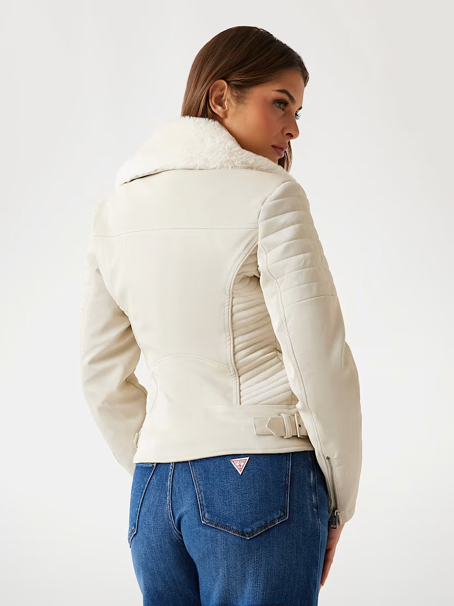 Faux-leather biker jacket