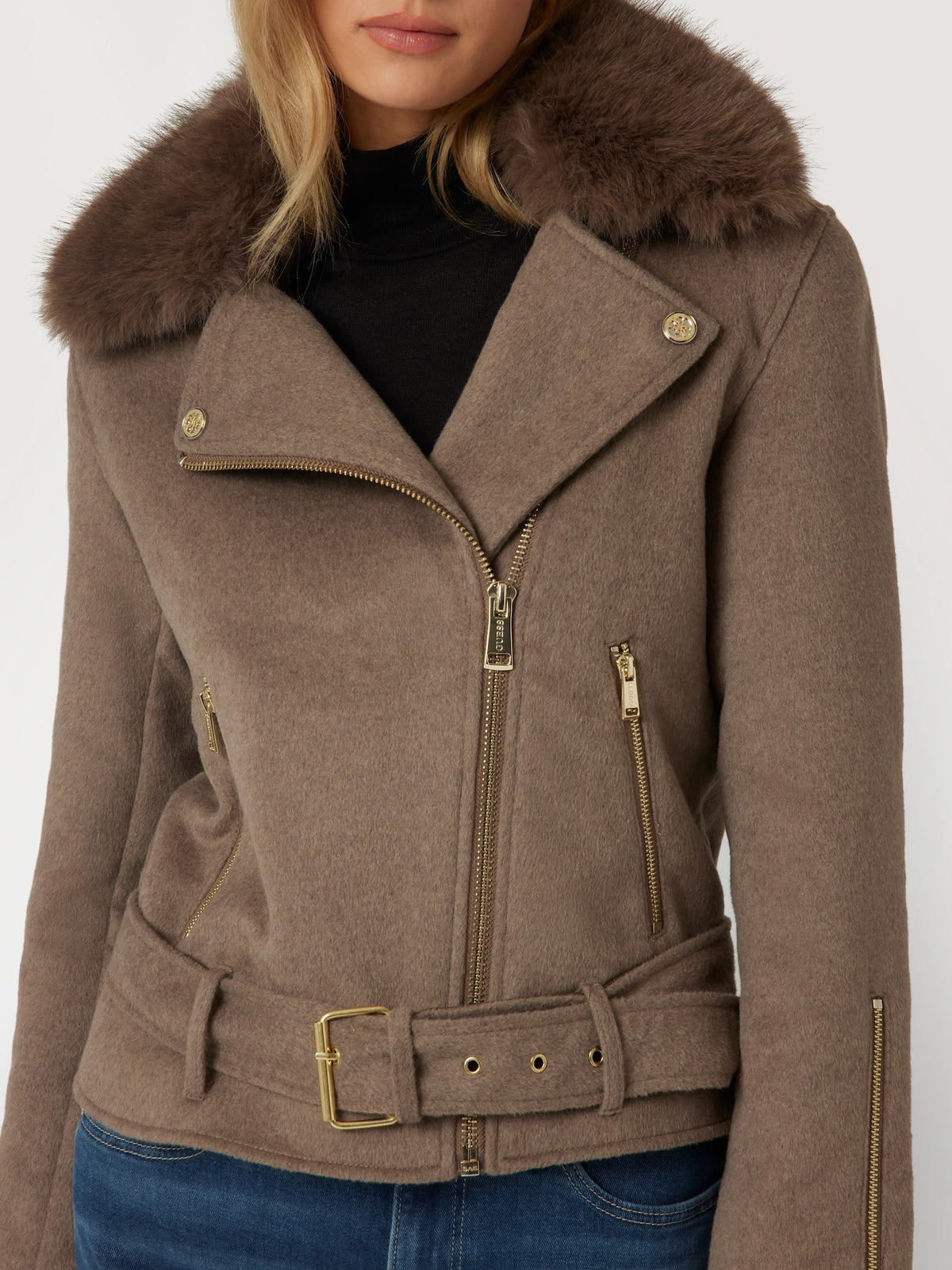 Wool blend biker jacket