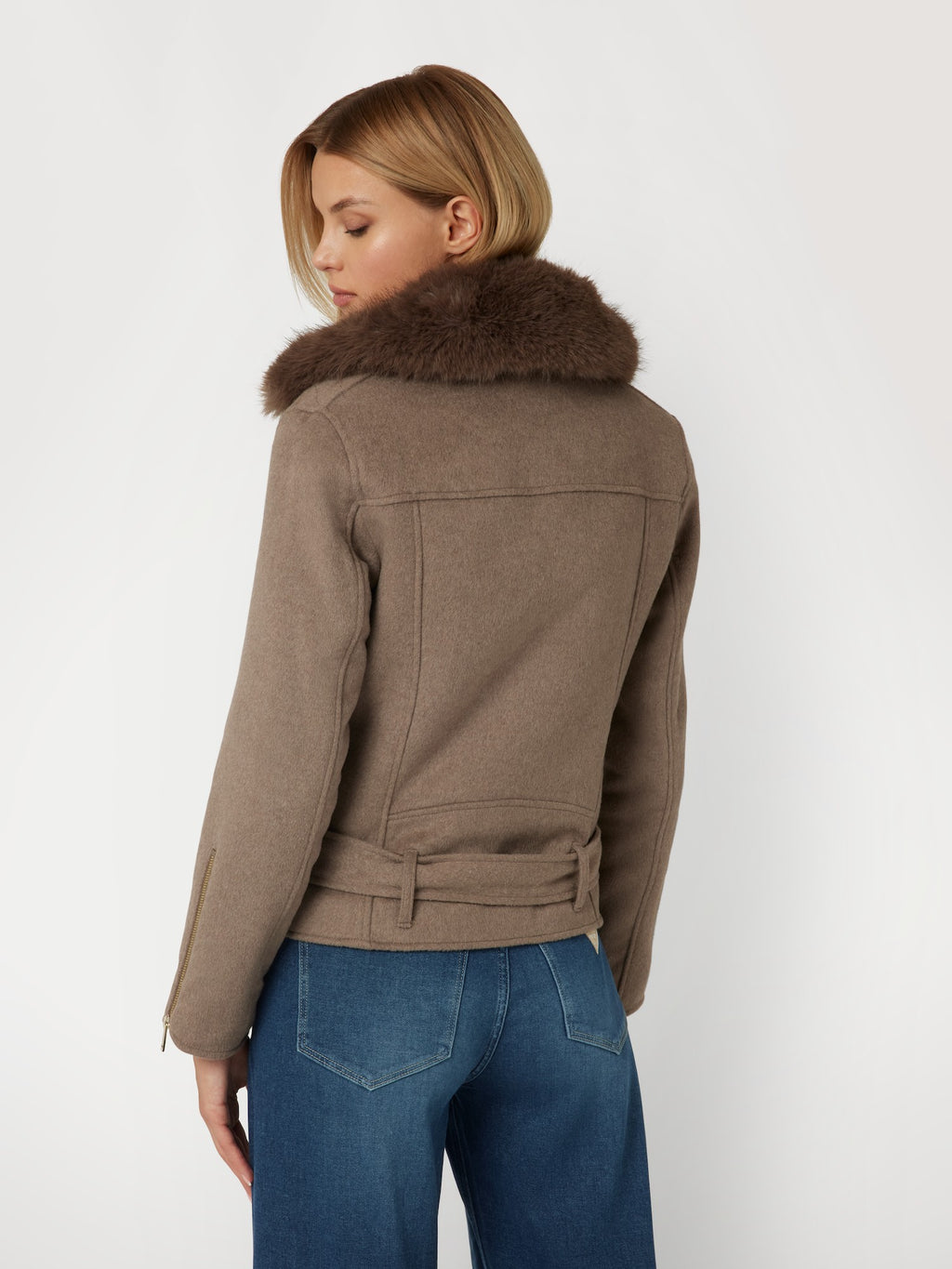 Wool blend biker jacket