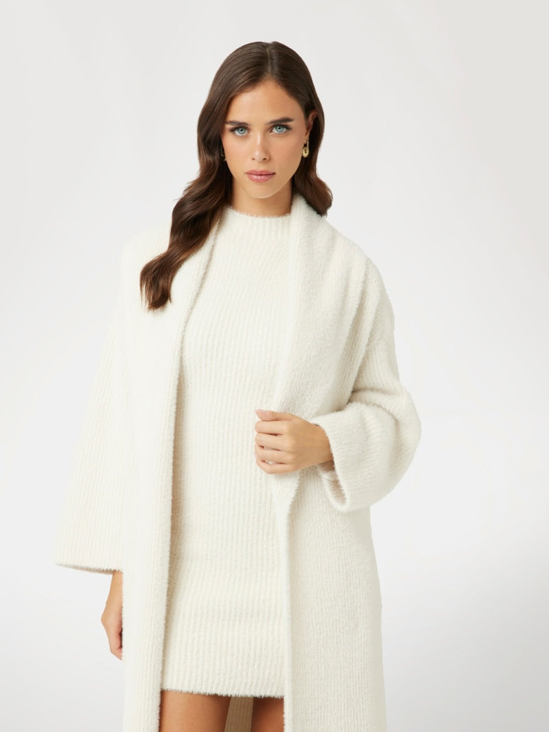 Fuzzy yarn relaxed fit cardigan