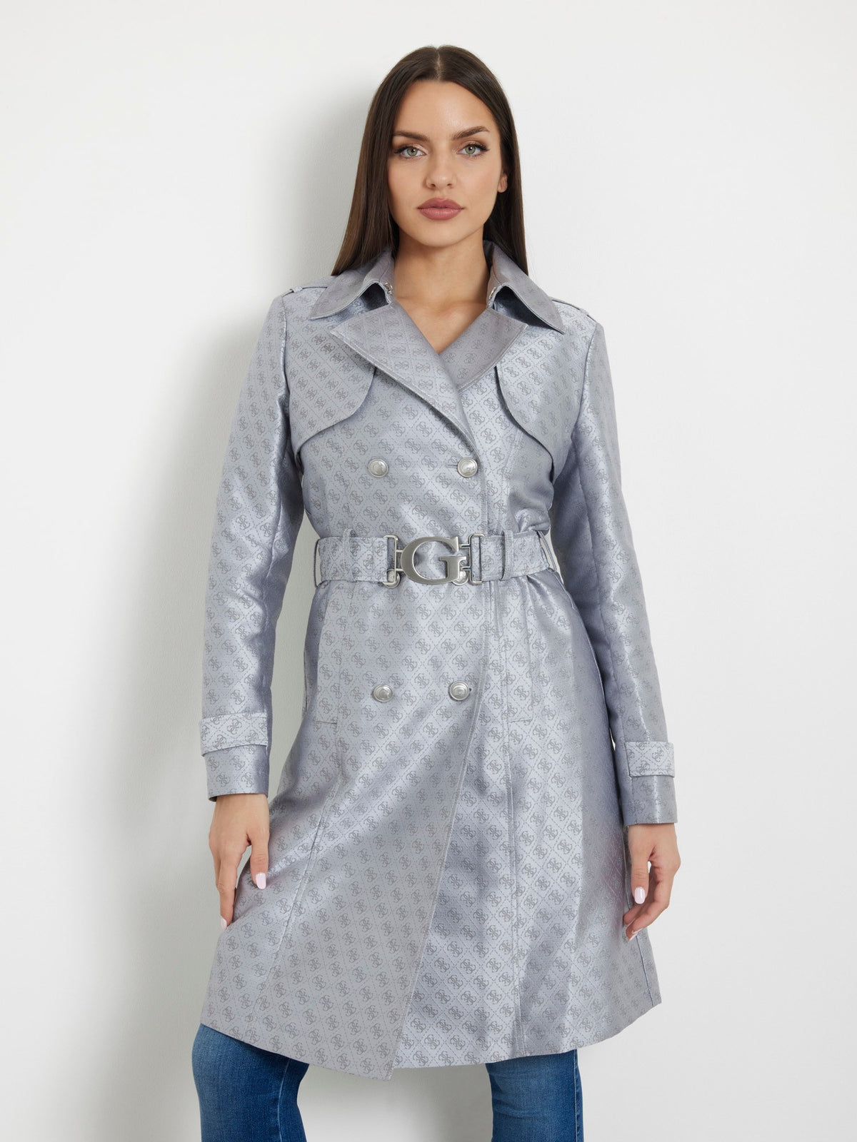 4G logo jacquard trench coat