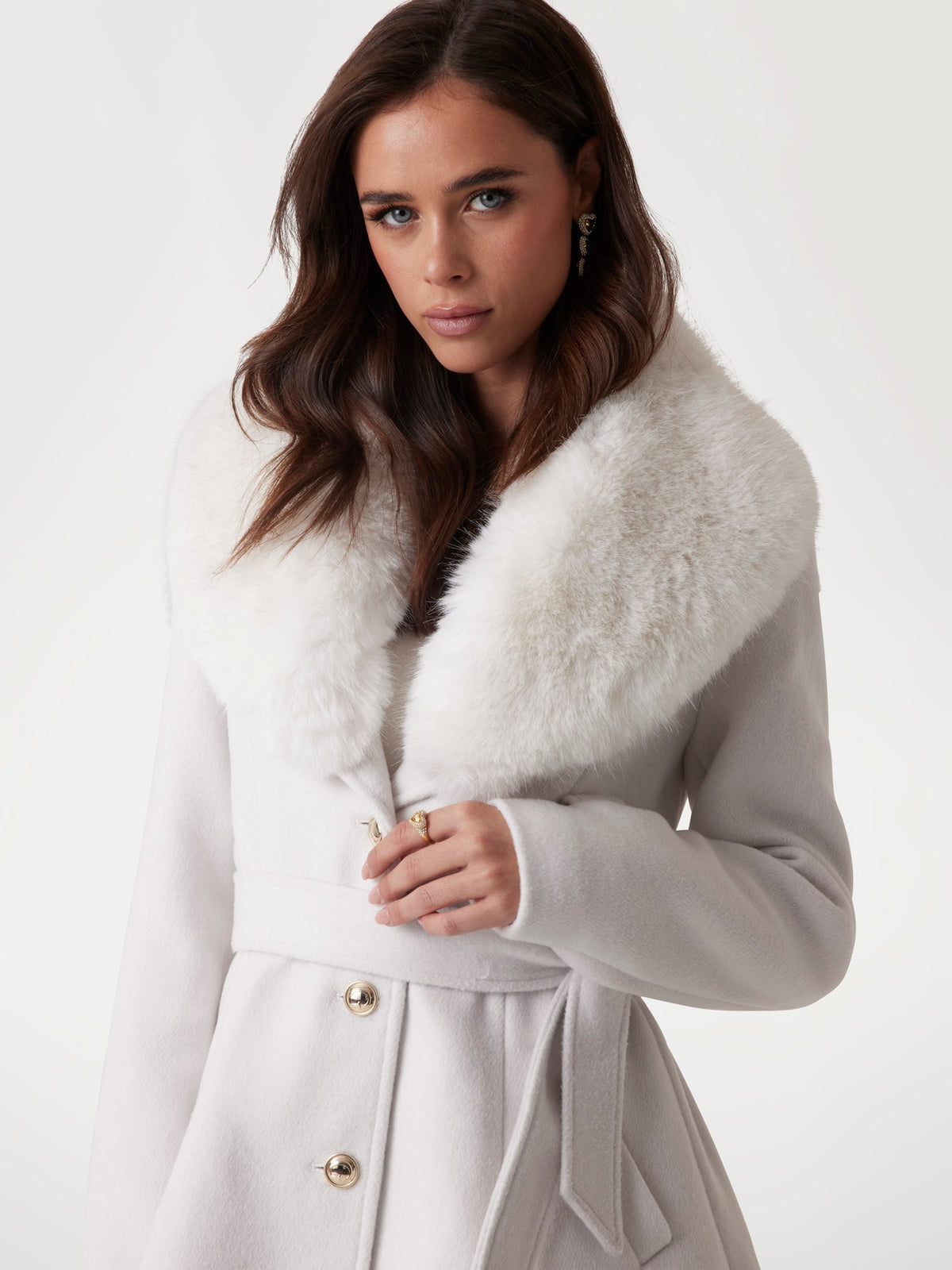 Wool-blend belted coat